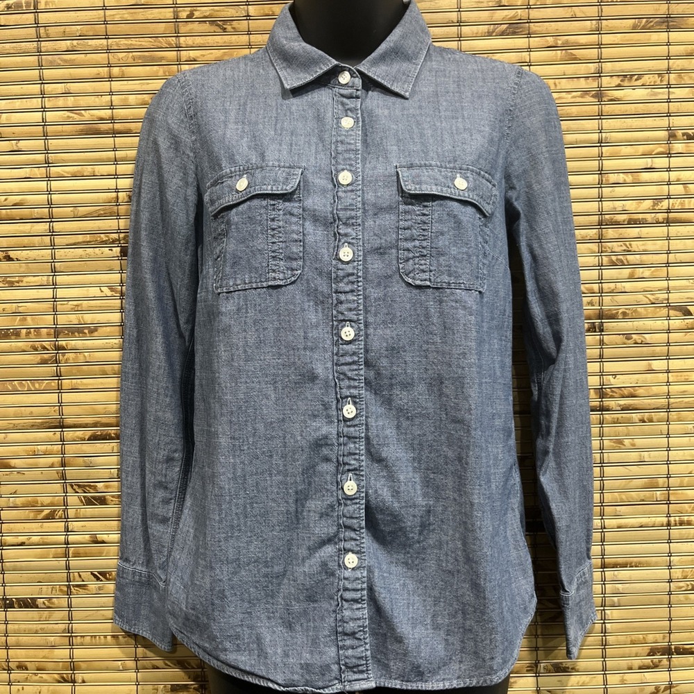 J.Crew Womens Perfect Shirt Blue Denim Button Down XS Capsule Minimalist Utility
